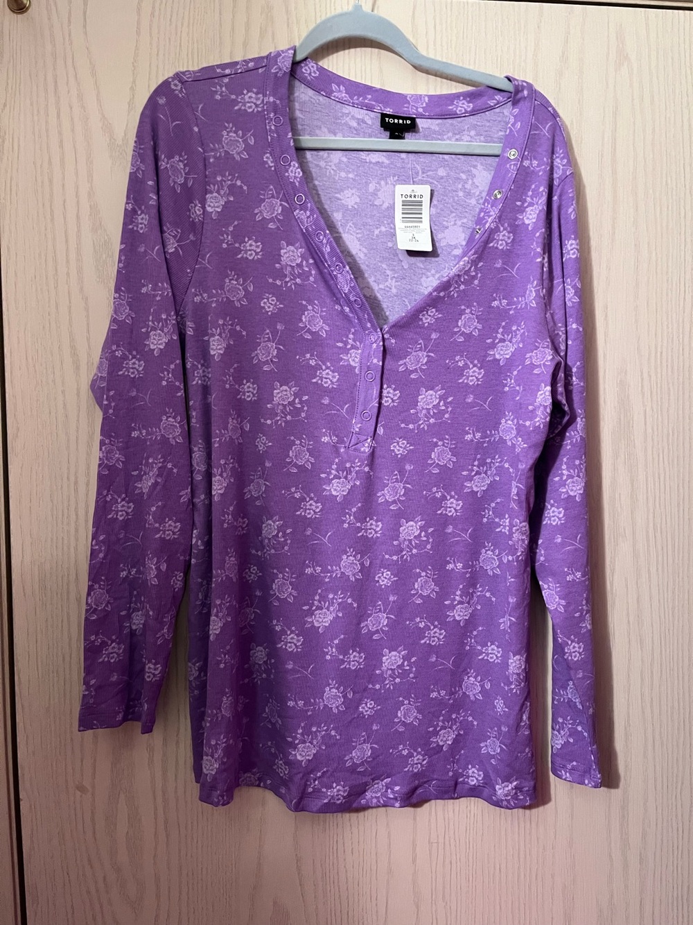 torrid Lavender Floral Snap-Front Long Sleeve Top